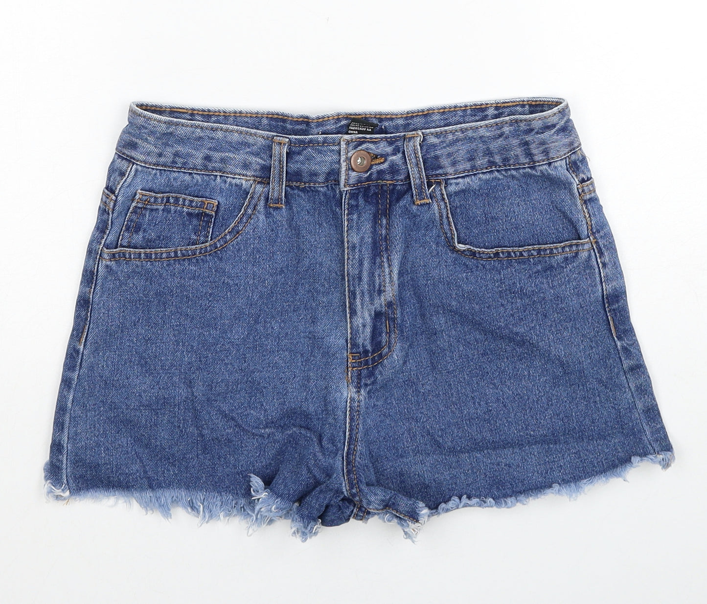 Fashion Nova Womens Blue Cotton Boyfriend Shorts Size 8 Regular Zip