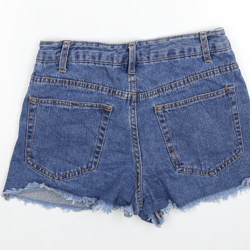 Fashion Nova Womens Blue Cotton Boyfriend Shorts Size 8 Regular Zip