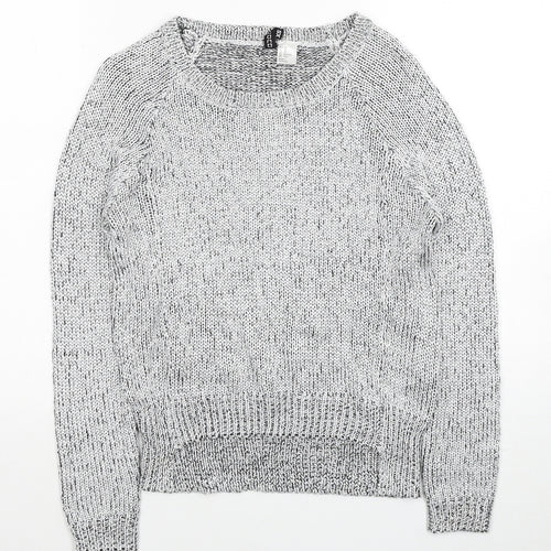 H&M Womens Silver Scoop Neck Polyester Pullover Jumper Size XS