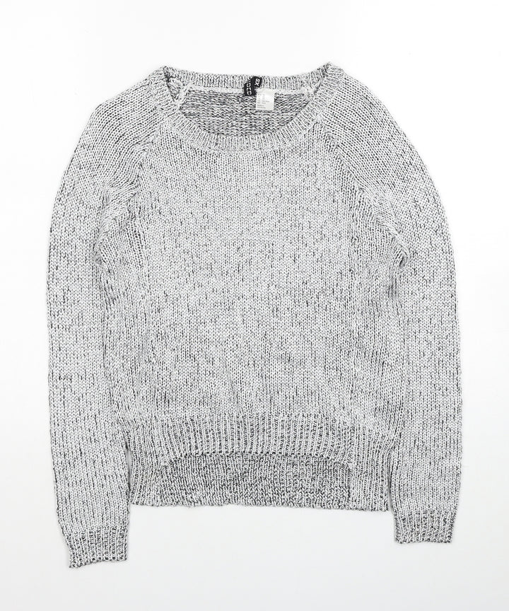 H&M Womens Silver Scoop Neck Polyester Pullover Jumper Size XS