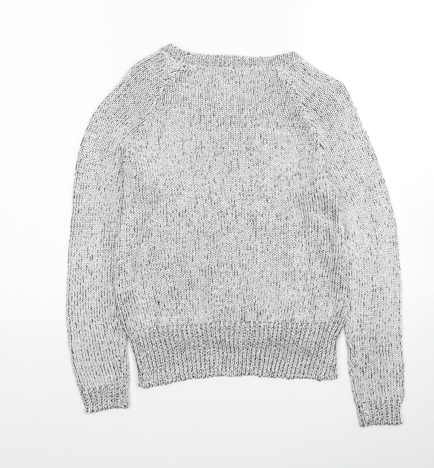 H&M Womens Silver Scoop Neck Polyester Pullover Jumper Size XS