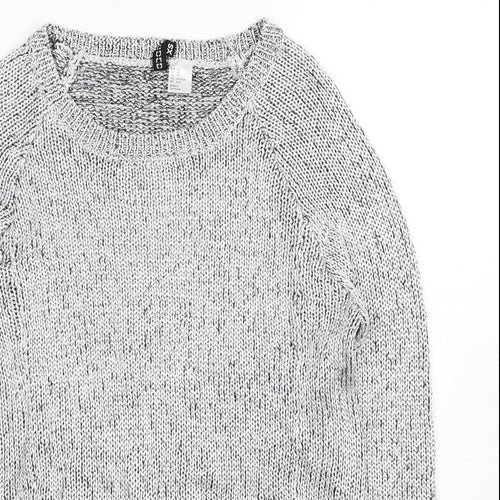 H&M Womens Silver Scoop Neck Polyester Pullover Jumper Size XS
