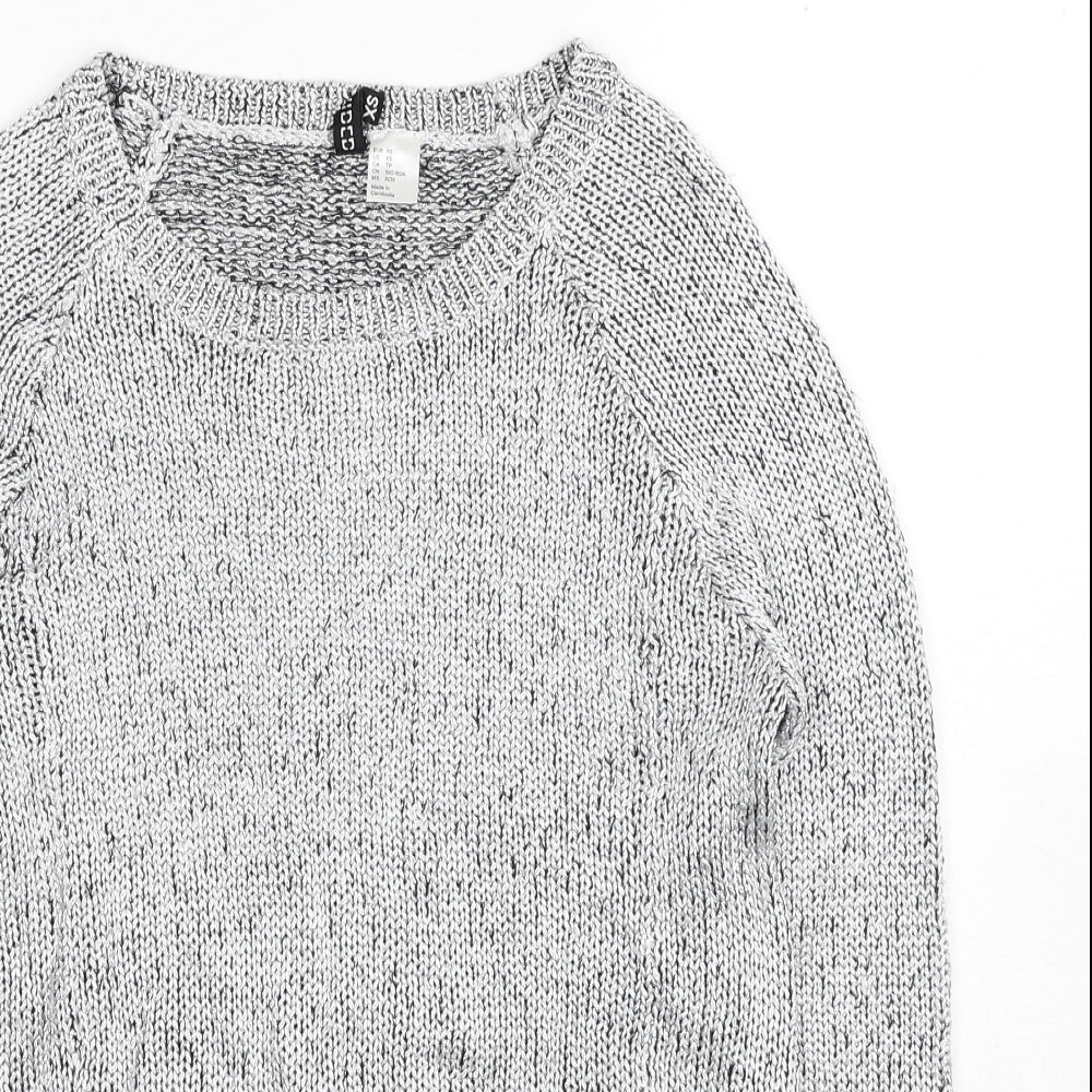 H&M Womens Silver Scoop Neck Polyester Pullover Jumper Size XS