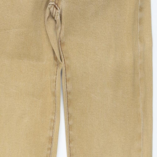 X-Max Womens Beige Cotton Straight Jeans Size S Regular Zip