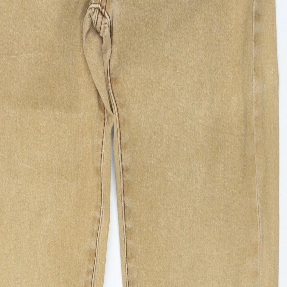 X-Max Womens Beige Cotton Straight Jeans Size S Regular Zip