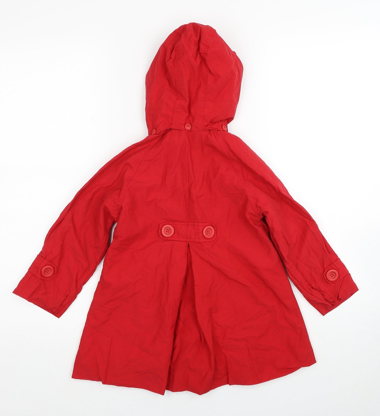 TU Girls Red Pea Coat Coat Size 3-4 Years Button