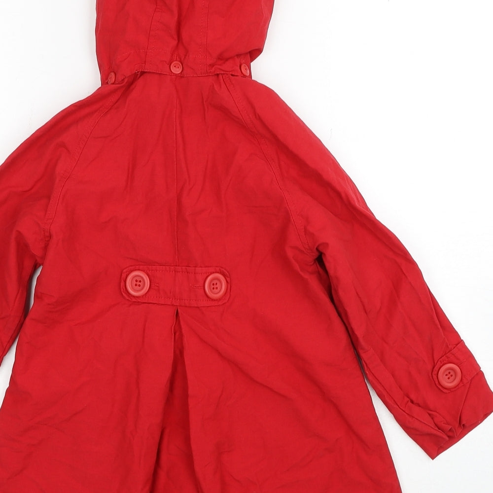 TU Girls Red Pea Coat Coat Size 3-4 Years Button