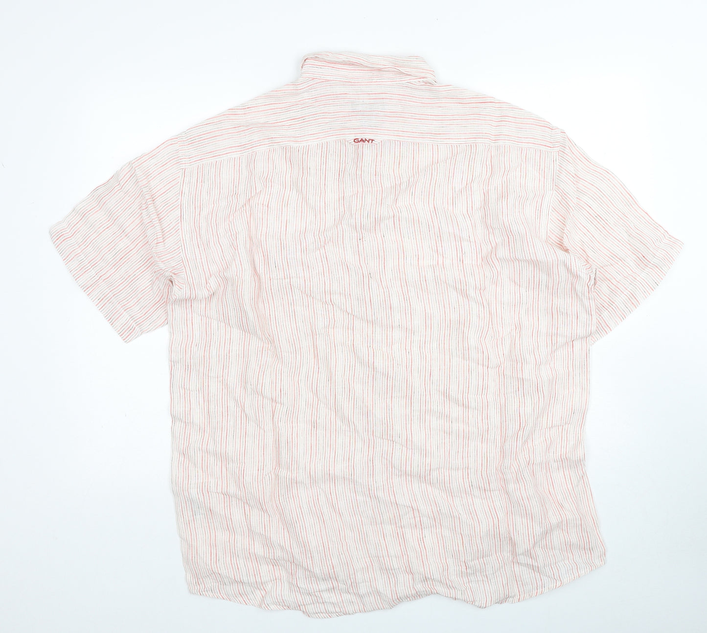 GANT Mens Multicoloured Striped Linen Button-Up Size XL Collared Button
