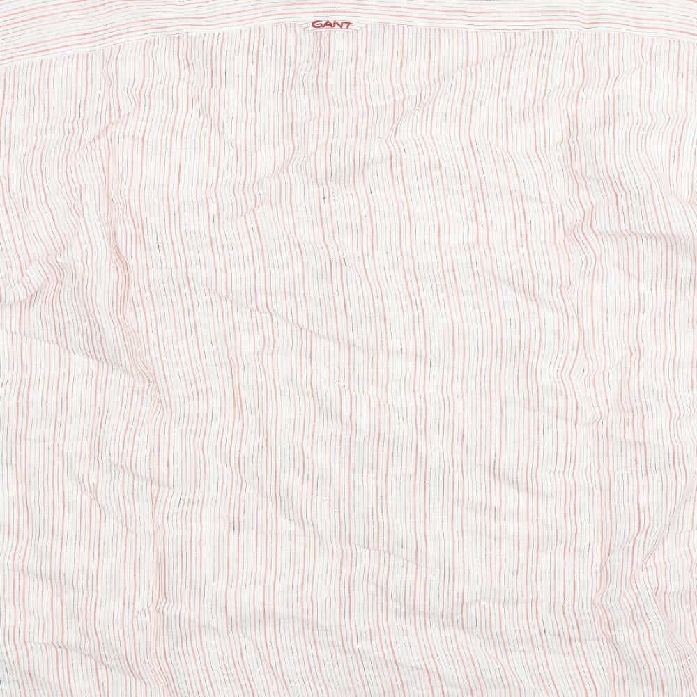 GANT Mens Multicoloured Striped Linen Button-Up Size XL Collared Button