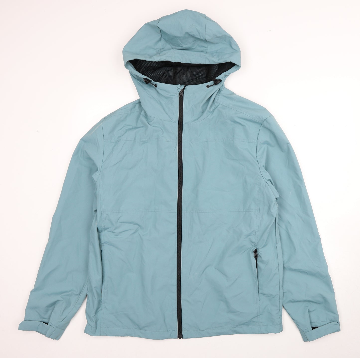 George Mens Blue Rain Coat Coat Size L Zip