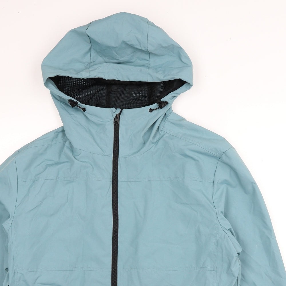 George Mens Blue Rain Coat Coat Size L Zip
