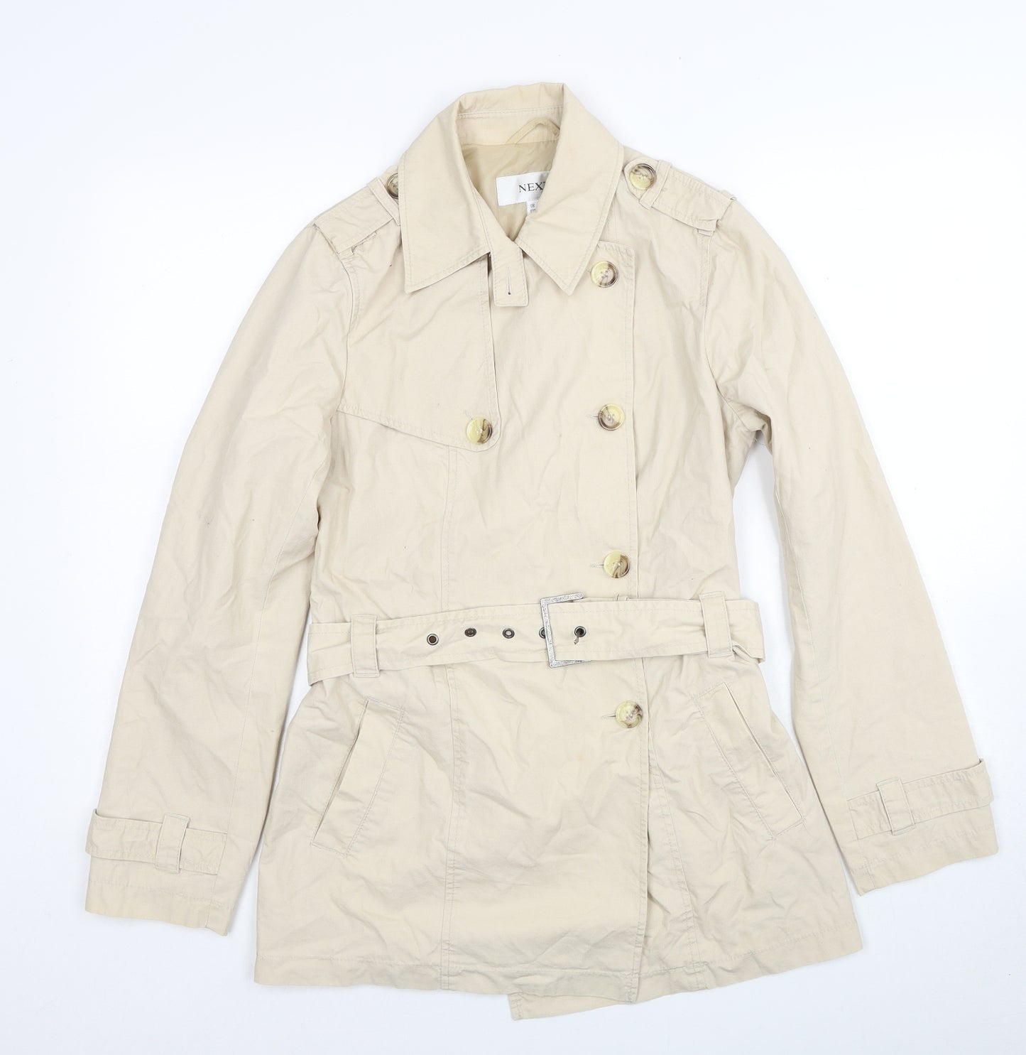 NEXT Womens Beige Trench Coat Coat Size 8 Zip