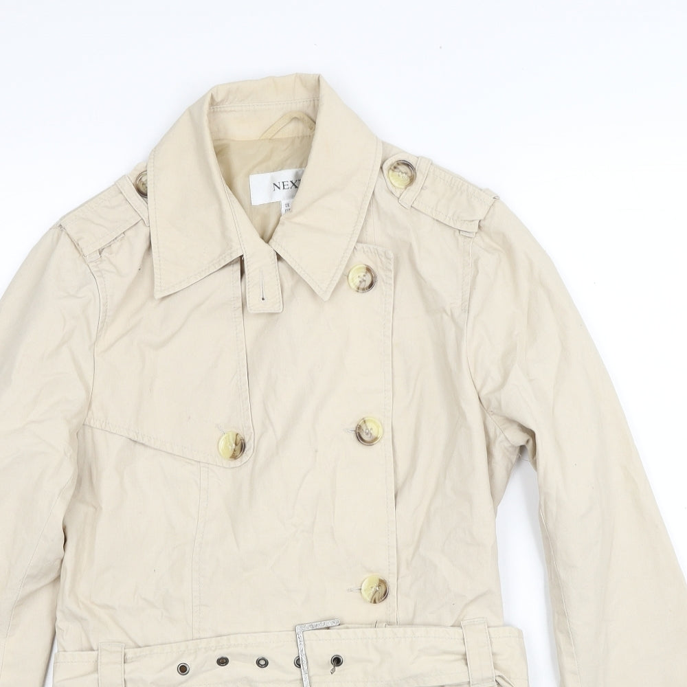 NEXT Womens Beige Trench Coat Coat Size 8 Zip