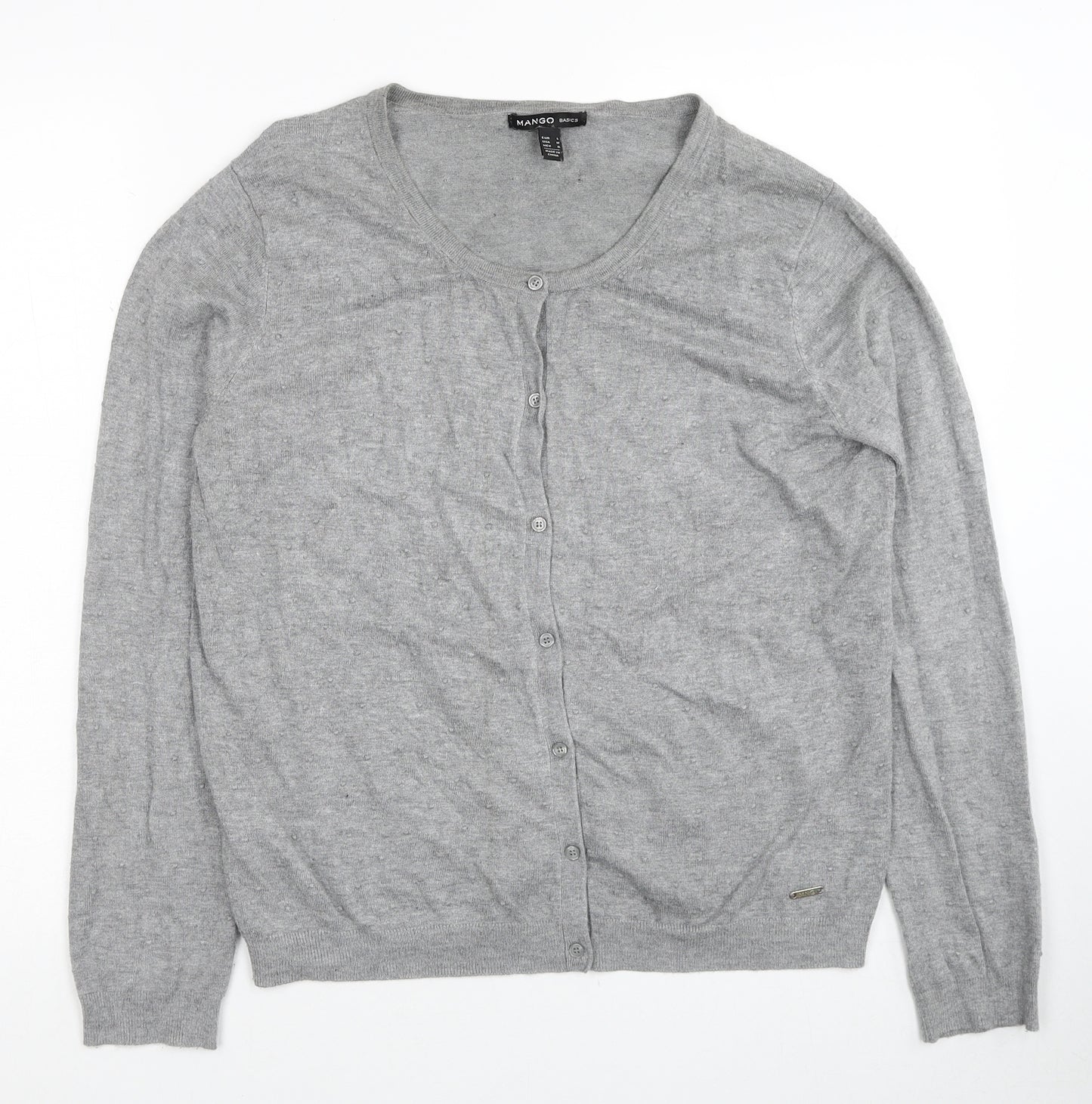 Mango Womens Grey Scoop Neck Viscose Cardigan Jumper Size L