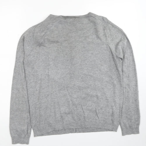 Mango Womens Grey Scoop Neck Viscose Cardigan Jumper Size L