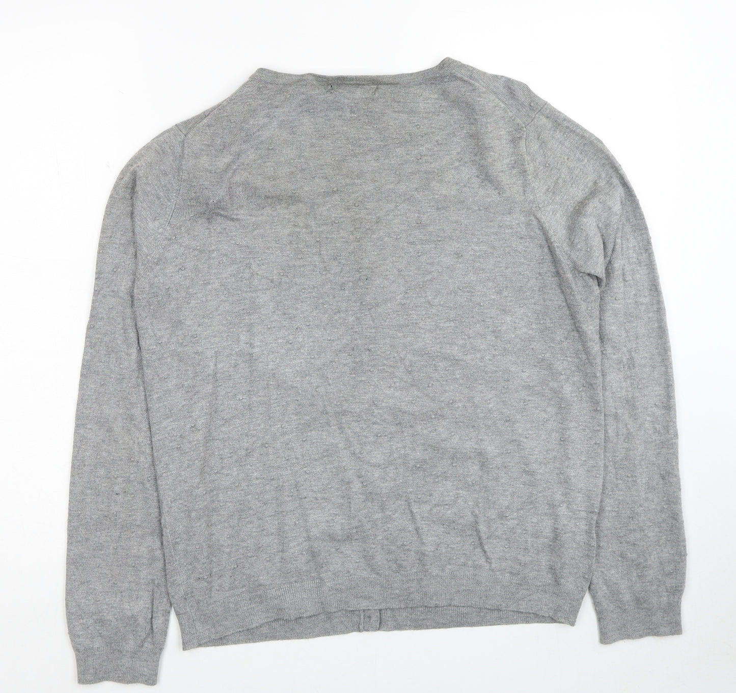Mango Womens Grey Scoop Neck Viscose Cardigan Jumper Size L