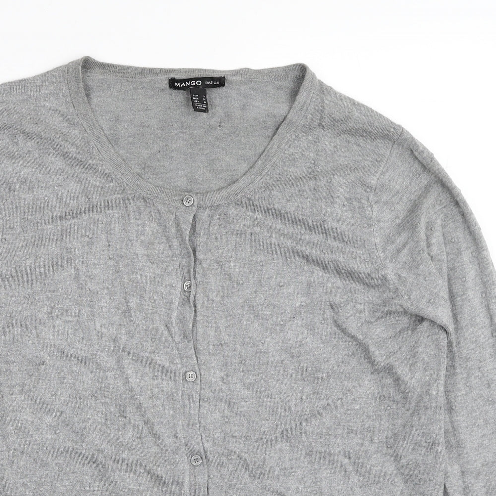 Mango Womens Grey Scoop Neck Viscose Cardigan Jumper Size L