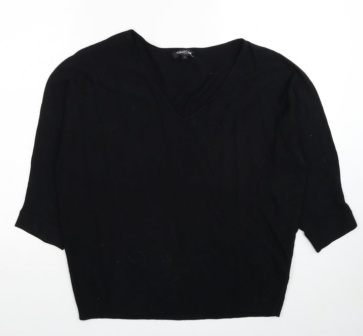 Debenhams Womens Black V-Neck Viscose Pullover Jumper Size M