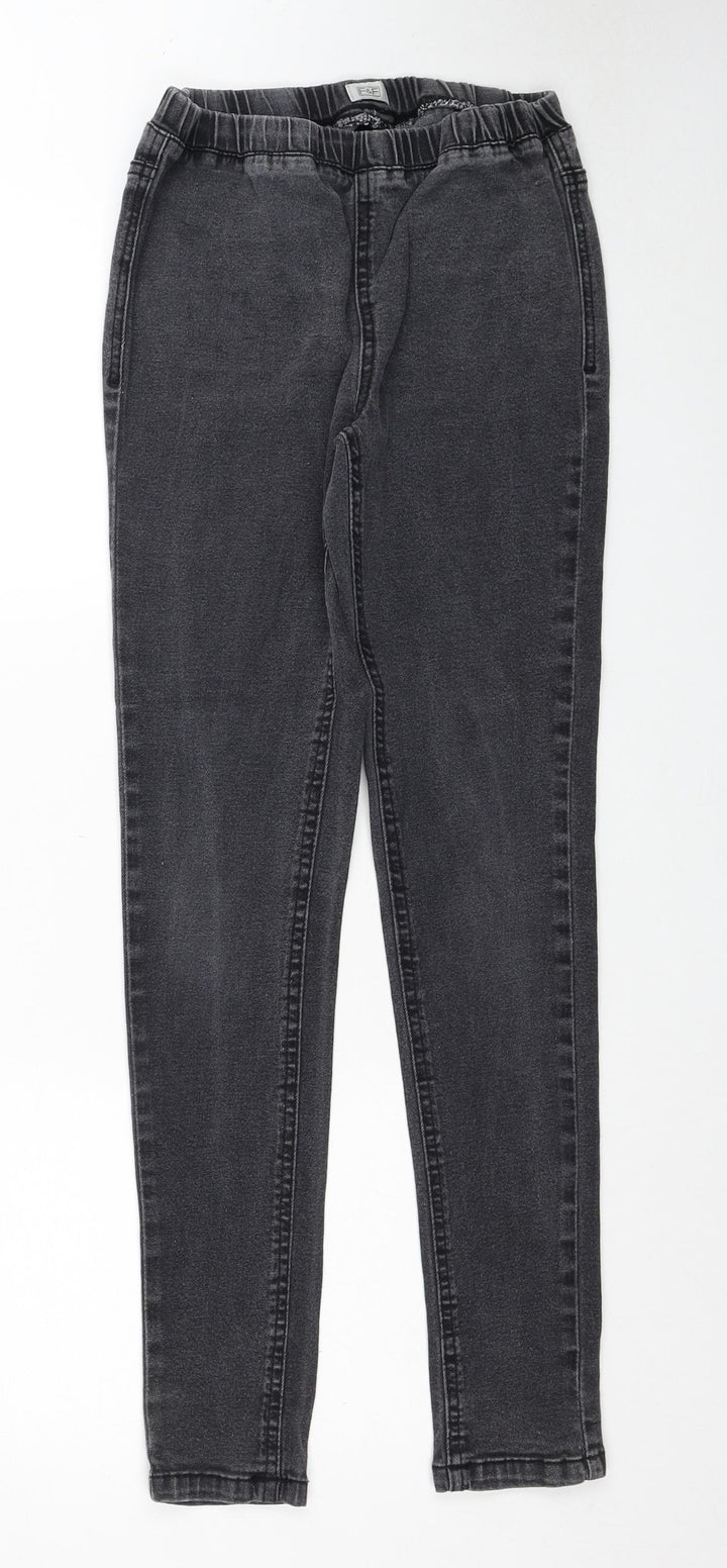 F&F Womens Black Cotton Jegging Jeans Size 8 Regular Zip