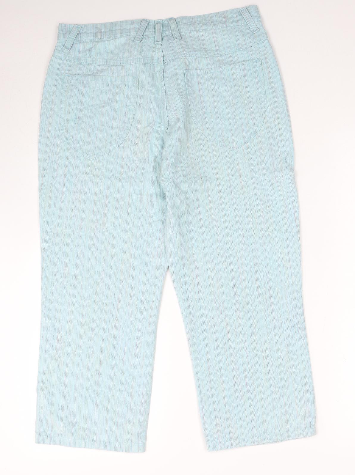 Per Una Womens Blue Striped Cotton Straight Jeans Size 14 Regular Zip