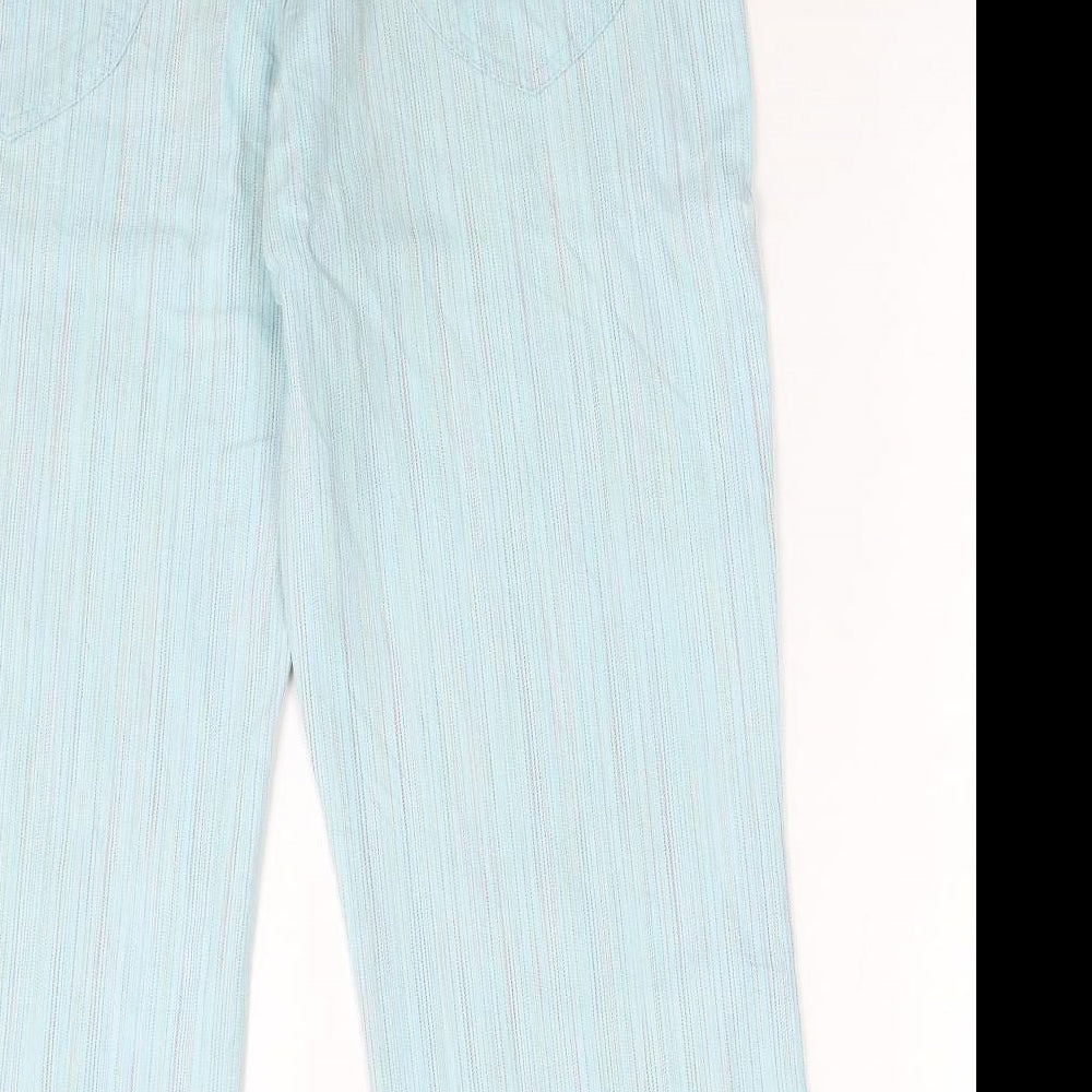 Per Una Womens Blue Striped Cotton Straight Jeans Size 14 Regular Zip
