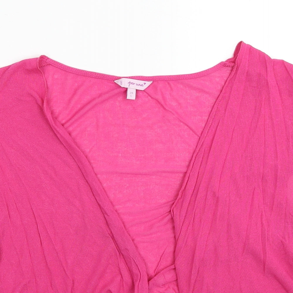 Per Una Womens Pink V-Neck Viscose Cardigan Jumper Size 20