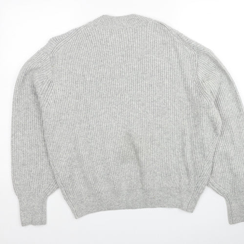 H&M Womens Grey Round Neck Acrylic Pullover Jumper Size L
