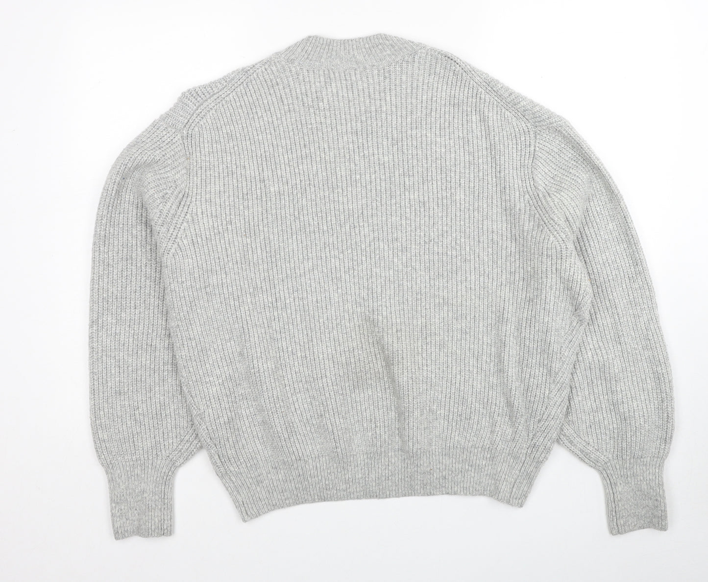 H&M Womens Grey Round Neck Acrylic Pullover Jumper Size L