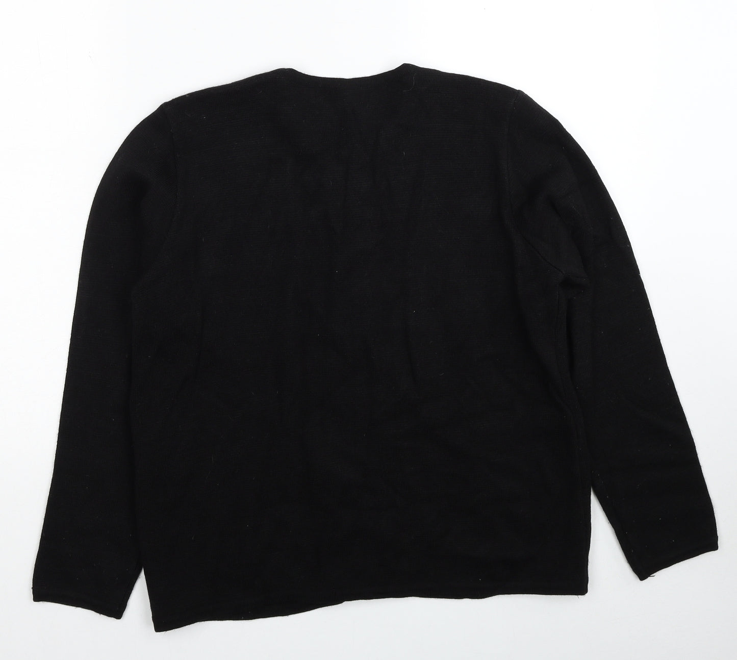 Bonmarché Womens Black Round Neck Acrylic Cardigan Jumper Size S