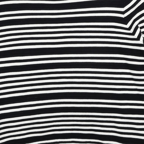 F&F Womens Black Round Neck Striped Viscose Pullover Jumper Size 16