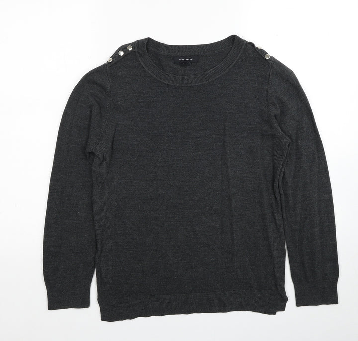 Atmosphere Womens Grey Round Neck Acrylic Pullover Jumper Size 14