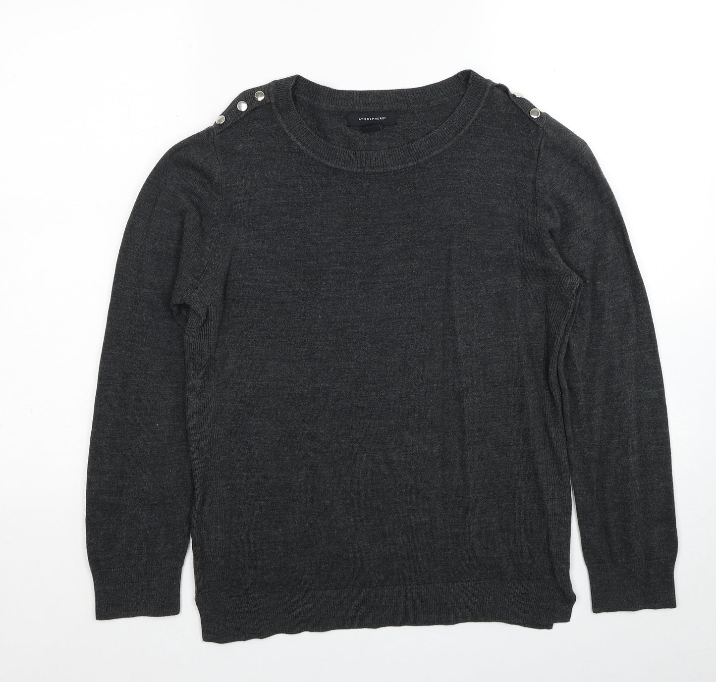 Atmosphere Womens Grey Round Neck Acrylic Pullover Jumper Size 14