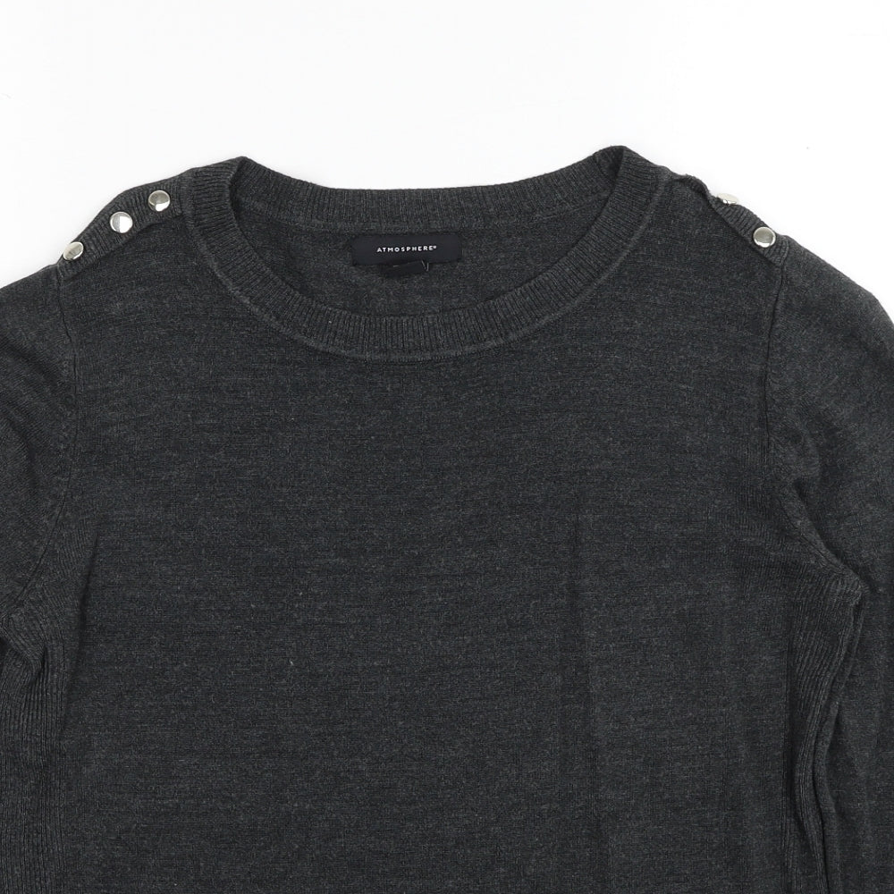 Atmosphere Womens Grey Round Neck Acrylic Pullover Jumper Size 14