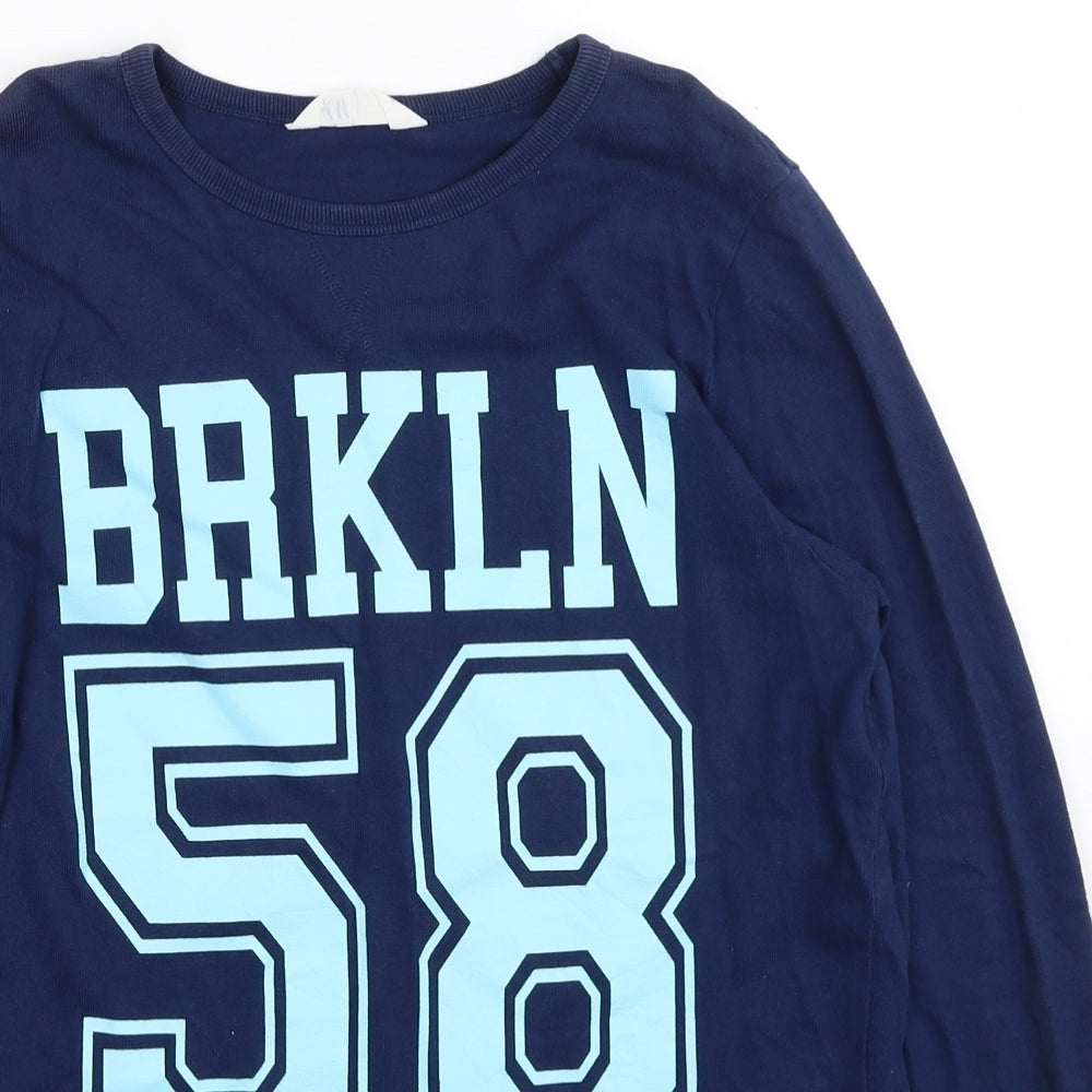 H&M Boys Blue Cotton Pullover Sweatshirt Size 12-13 Years Pullover - BRKLN 58, Age 12-14