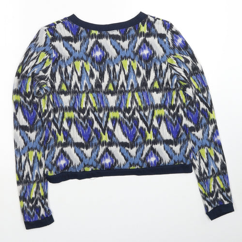 Sparkle & Fade Womens Multicoloured Scoop Neck Geometric Polyester Pullover Jumper Size M