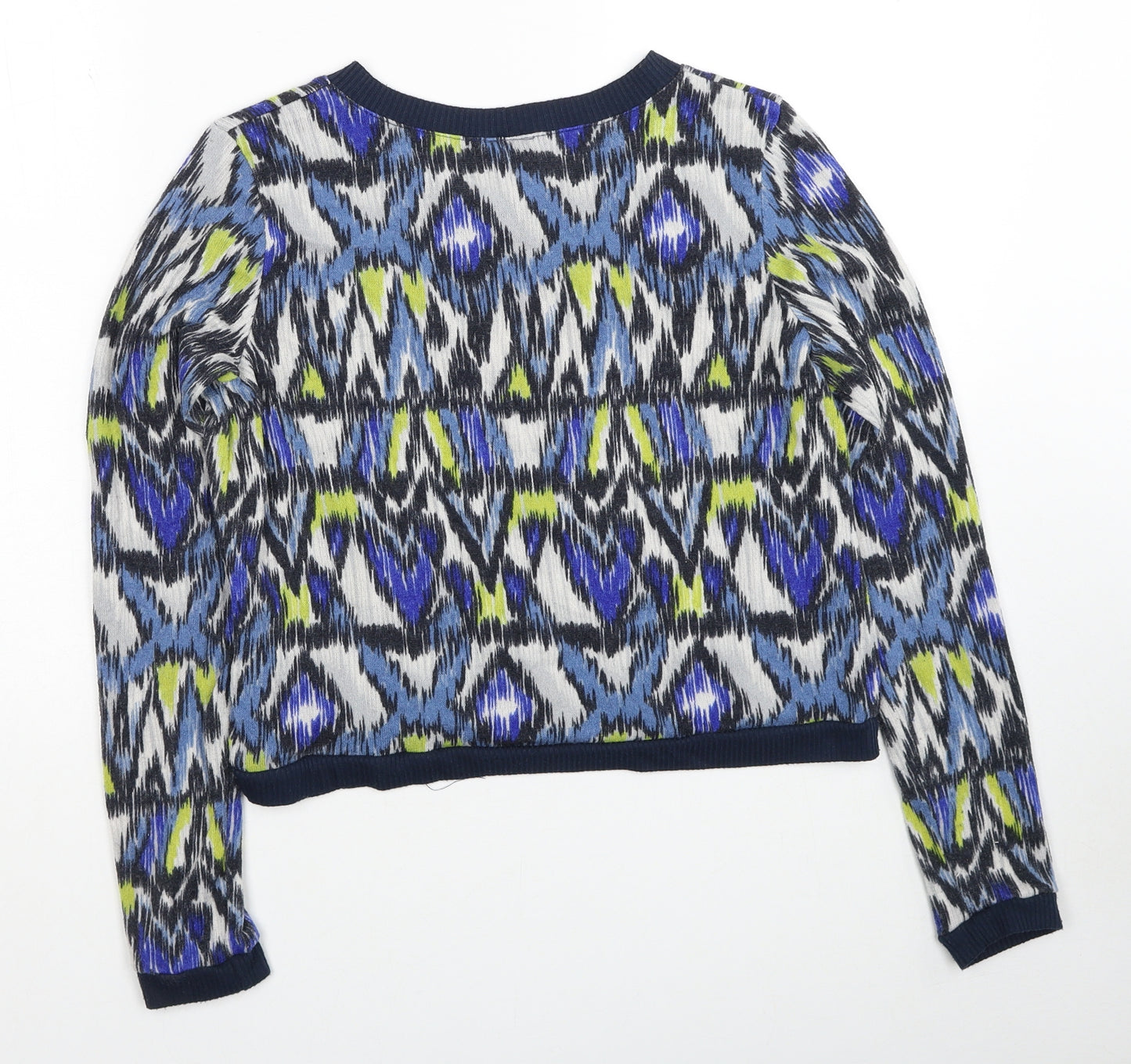 Sparkle & Fade Womens Multicoloured Scoop Neck Geometric Polyester Pullover Jumper Size M