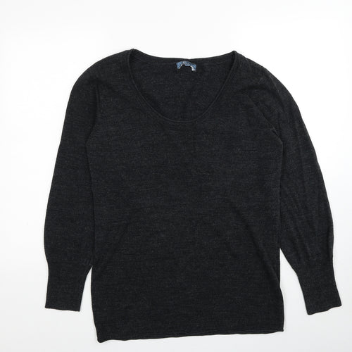 E-vie Womens Grey Scoop Neck Acrylic Pullover Jumper Size 18