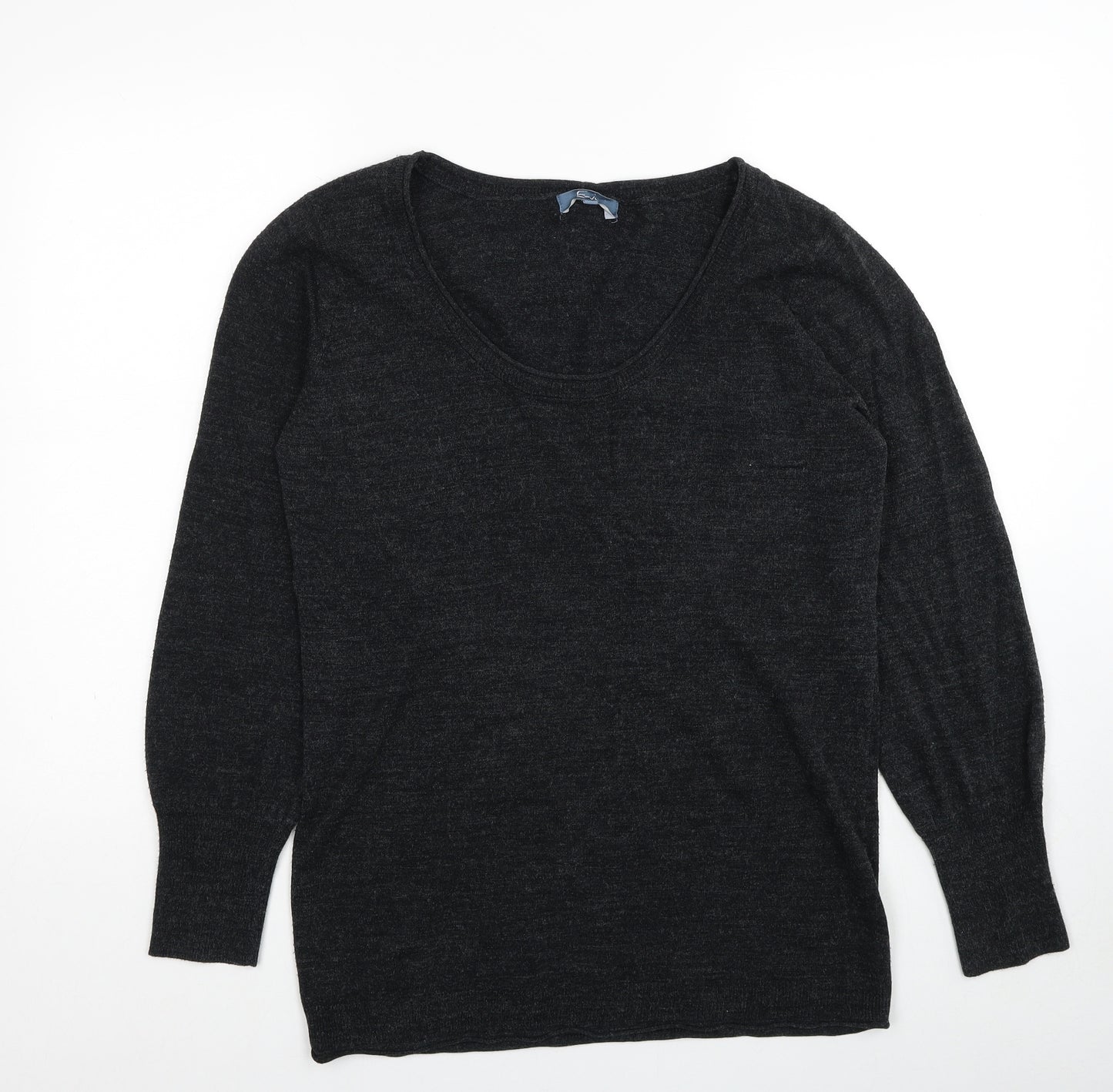 E-vie Womens Grey Scoop Neck Acrylic Pullover Jumper Size 18