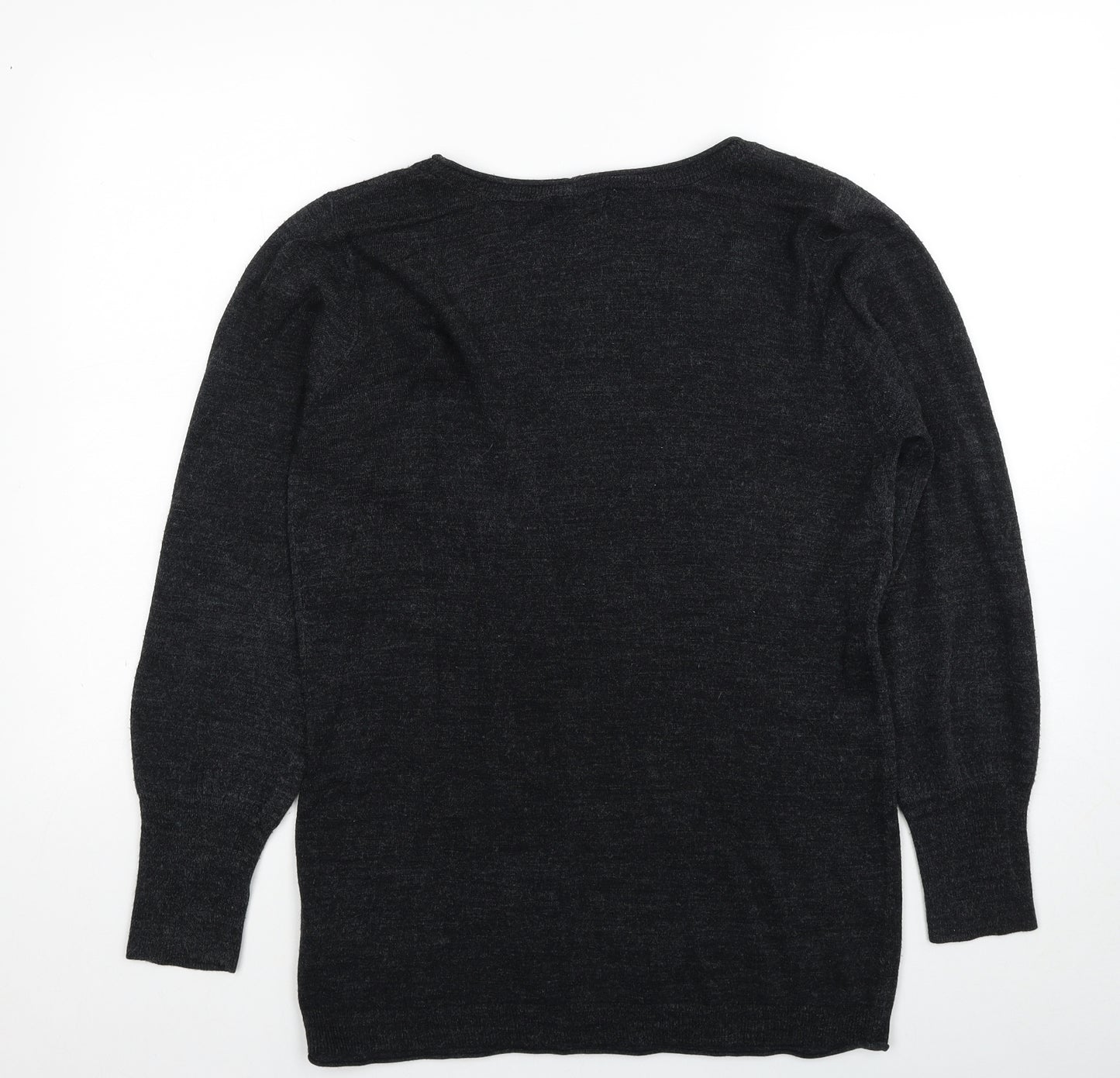 E-vie Womens Grey Scoop Neck Acrylic Pullover Jumper Size 18
