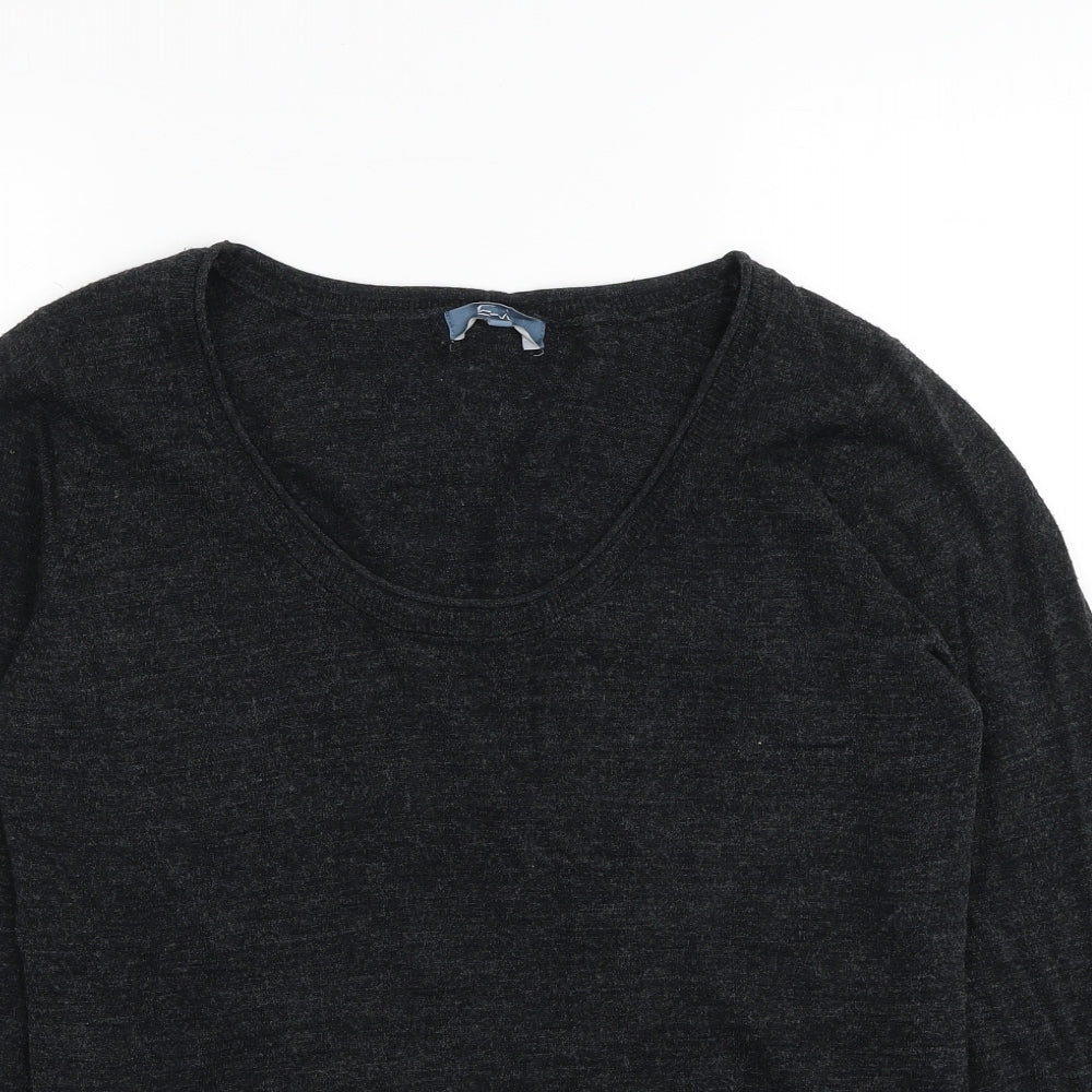 E-vie Womens Grey Scoop Neck Acrylic Pullover Jumper Size 18