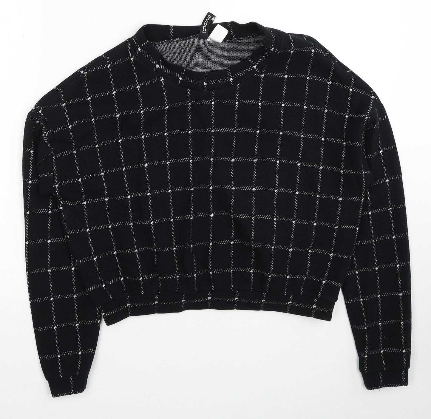Divided by H&M Womens Black Check Cotton Pullover Sweatshirt Size S Pullover