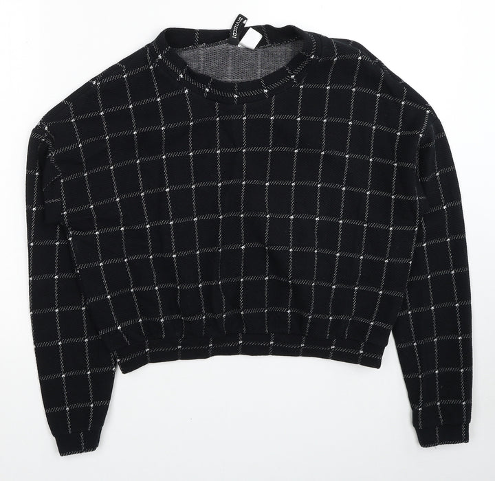 Divided by H&M Womens Black Check Cotton Pullover Sweatshirt Size S Pullover