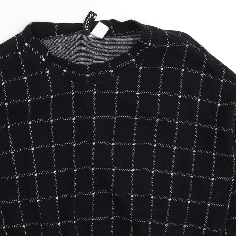 Divided by H&M Womens Black Check Cotton Pullover Sweatshirt Size S Pullover