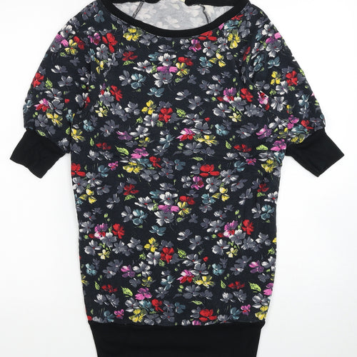 French Connection Womens Multicoloured Floral Viscose Tunic T-Shirt Size XS Boat Neck