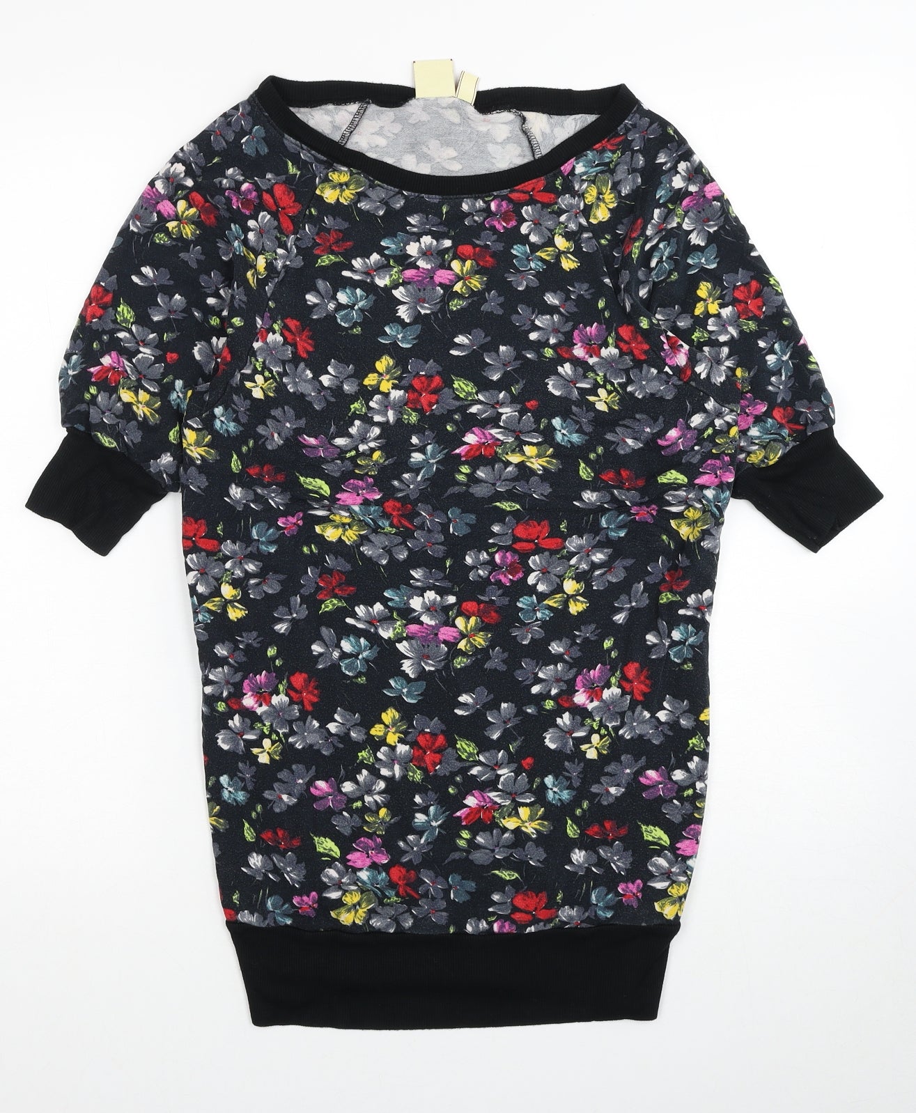 French Connection Womens Multicoloured Floral Viscose Tunic T-Shirt Size XS Boat Neck