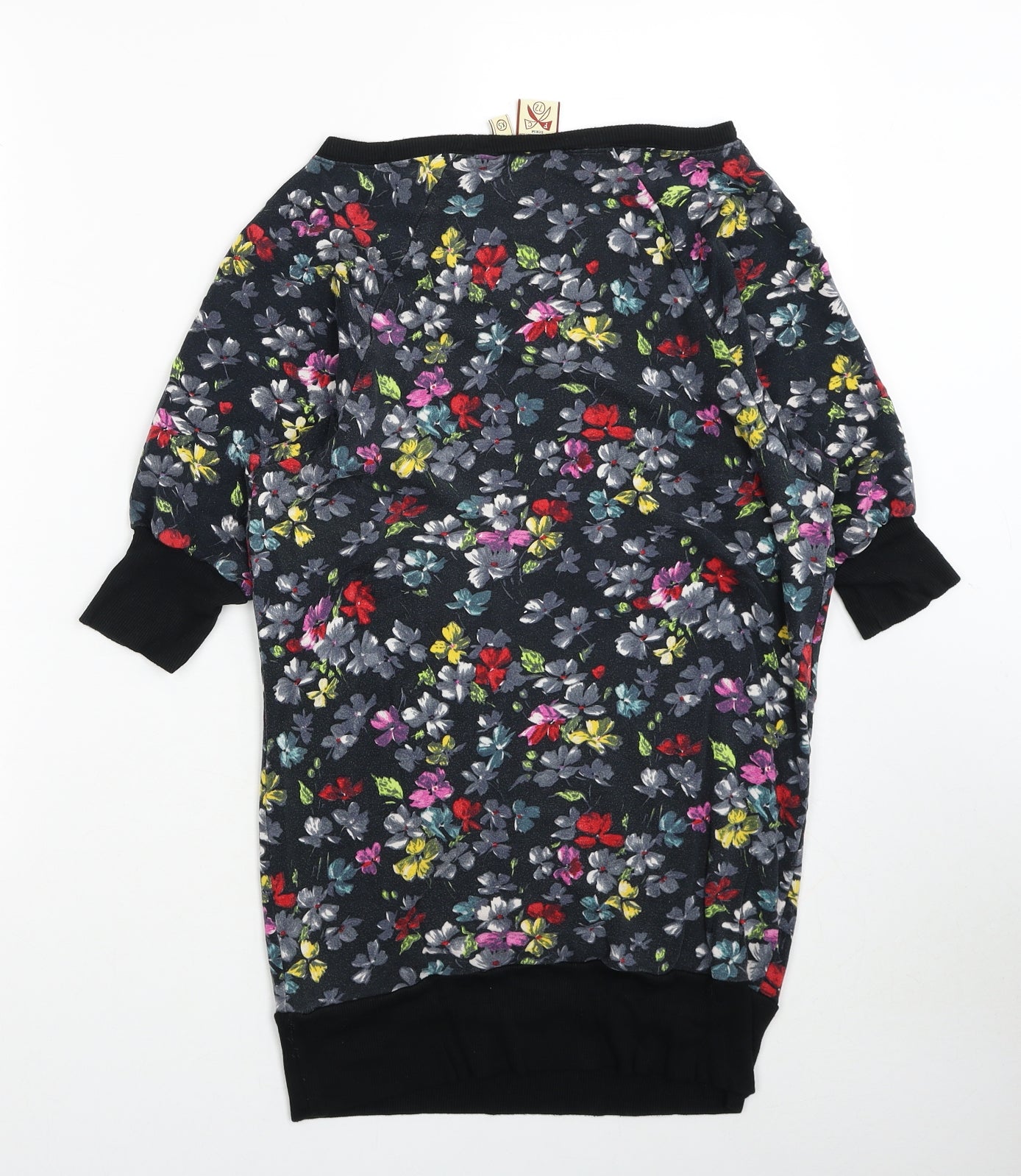 French Connection Womens Multicoloured Floral Viscose Tunic T-Shirt Size XS Boat Neck