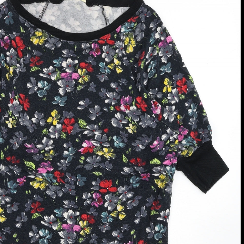 French Connection Womens Multicoloured Floral Viscose Tunic T-Shirt Size XS Boat Neck