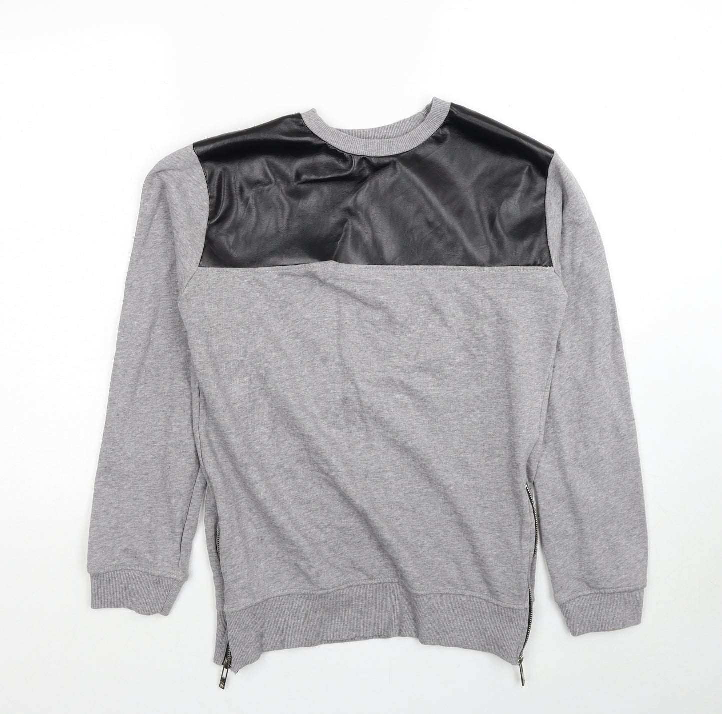 King Kouture Mens Grey Cotton Pullover Sweatshirt Size S