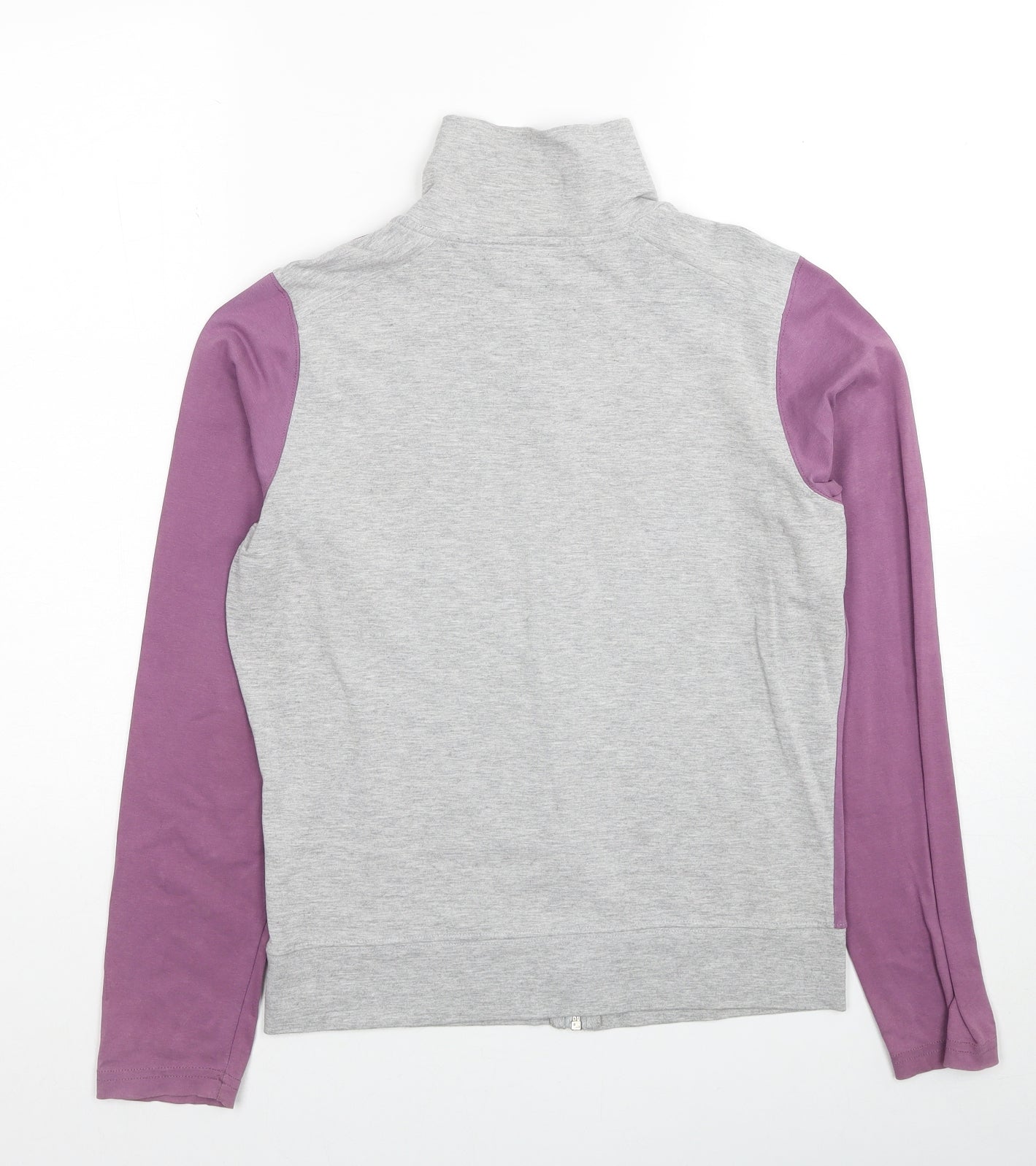 Reebok Womens Grey Colourblock Cotton Full Zip Sweatshirt Size 12 Zip
