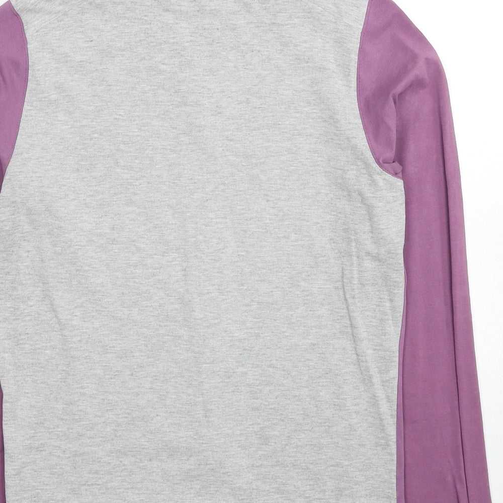 Reebok Womens Grey Colourblock Cotton Full Zip Sweatshirt Size 12 Zip